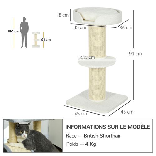 Arbre à Chat Avec Griffoir Centre D'activités 2 Plateformes Coussin