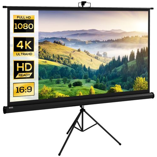 Écran De Projection Avec Support Trépied Réglable En Hauteur 16:9 4k HD 84 Pouces Noir