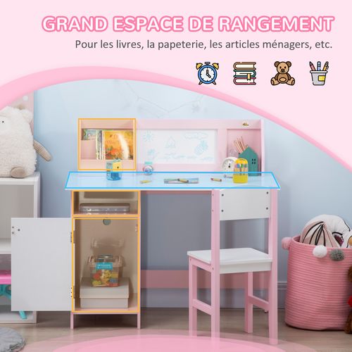 Ensemble Table Et Chaise Pour Enfant Rose Avec Tableau Blanc
