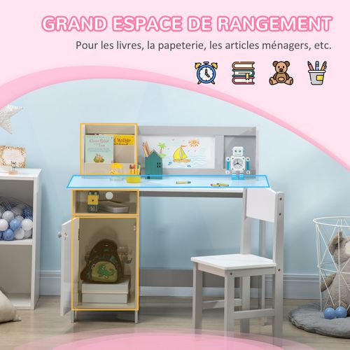 Ensemble Table Et Chaise Pour Enfant Gris Avec Tableau Blanc