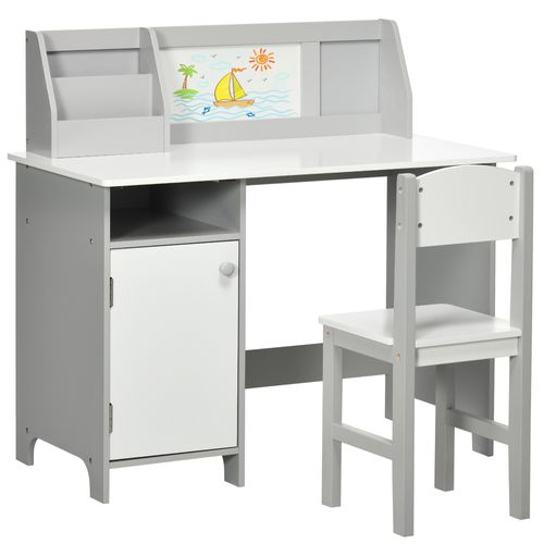 Ensemble Table Et Chaise Pour Enfant Gris Avec Tableau Blanc