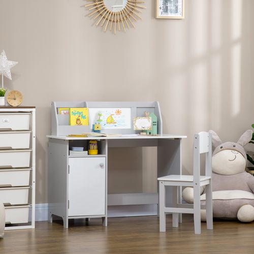 Ensemble Table Et Chaise Pour Enfant Gris Avec Tableau Blanc