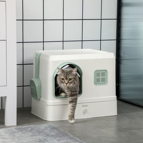 Maison De Toilette Chat Design Maisonnette Avec Accessoires Blanc Vert