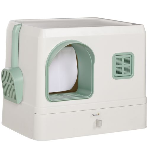 Maison De Toilette Chat Design Maisonnette Avec Accessoires Blanc Vert