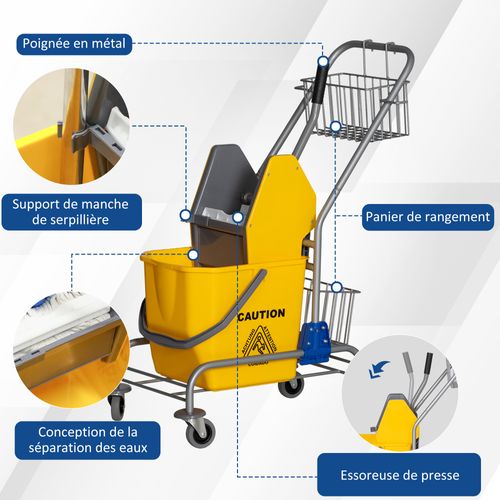 Chariot De Lavage Nettoyage Professionnel Acier