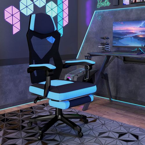 Fauteuil Gaming Inclinable Réglable Avec Repose-pied Tissu Maille