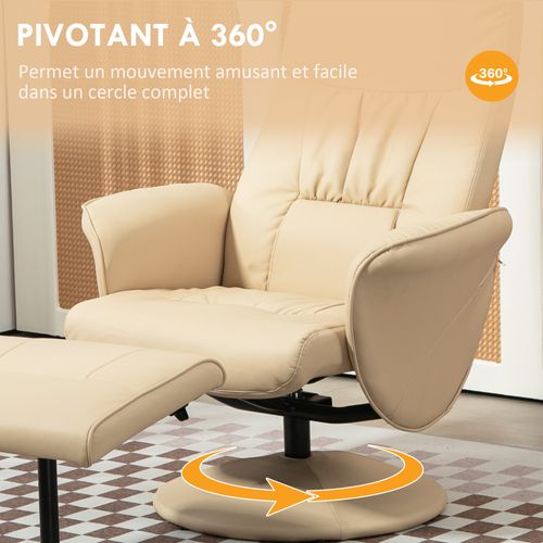 Fauteuil Relax Inclinable Pivotant Avec Repose-pied