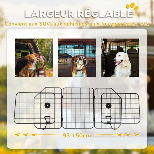 Grille De Séparation Voiture Réglable 93 à 150 Cm Pour Animaux