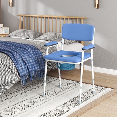 Chaise Percée Réglable - Seau Amovible, Coussin, Accoudoirs