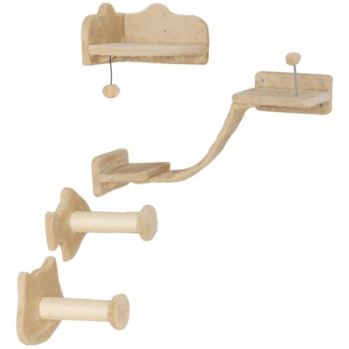 Arbre à Chat Mural - Étagères Murales Chat - Parcours Mural 4 Pièces - Beige