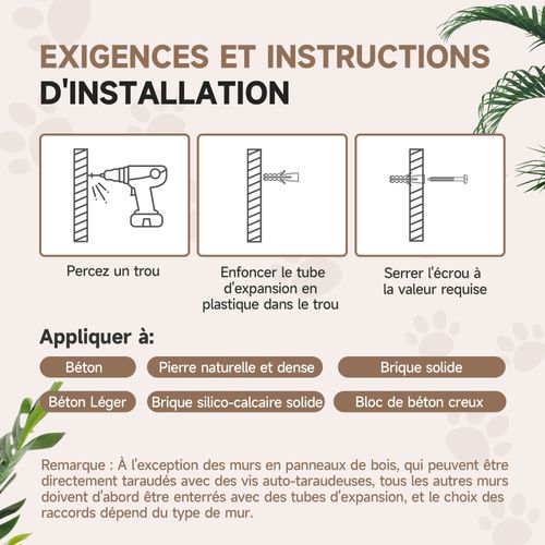 Arbre à Chat Mural - Étagères Murales Chat - Parcours Mural 4 Pièces - Beige