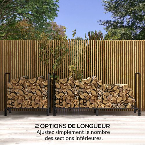 Porte-bûches - Range-bûches - Housse Incluse Verte - Métal Noir