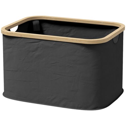Panier à Linge Pliable 36l Non Tissé Noir Bambou