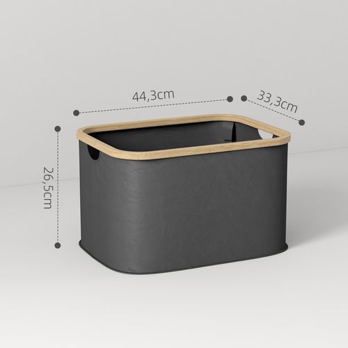 Panier à Linge Pliable 36l Non Tissé Noir Bambou