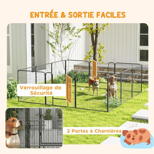 Parc Enclos Modulable Verrouillable Dim. Carrées Totales 240 X 240 Cm Acier Époxy