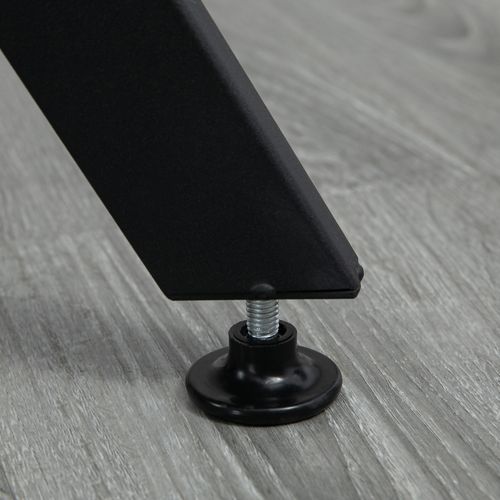 Table Ronde Design Contemporain Ø 90 X 76h Cm Acier Noir Effet Bois Noyer