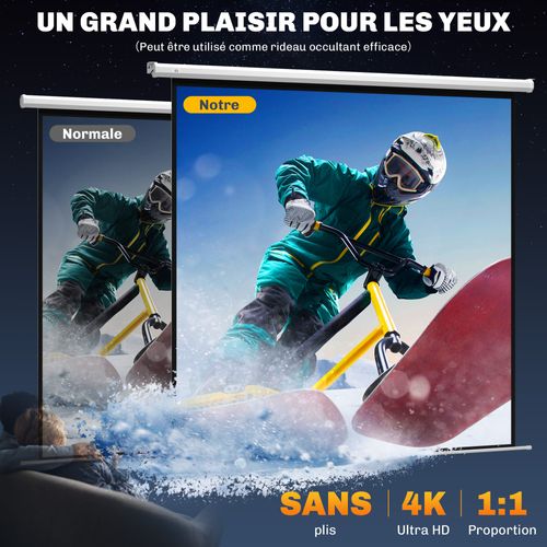 Écran De Projection Motorisé Home-cinéma Format 1:1 120 Pouces 4k HD Avec Télécommande