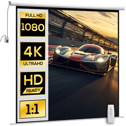 Écran De Projection Motorisé Home-cinéma Format 1:1 120 Pouces 4k HD Avec Télécommande