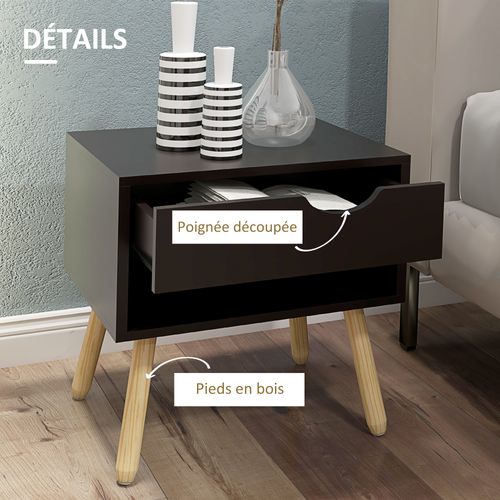 Lot De 2 Tables De Chevet Design Scandinave - Bois - Noir