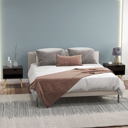 Lot De 2 Tables De Chevet Design Scandinave - Bois - Noir