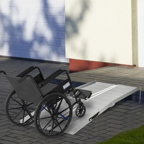 Rampe De Fauteuil Roulant Antidérapante Pliable Avec Bordures De Sécurité Max. 270 Kg Alu