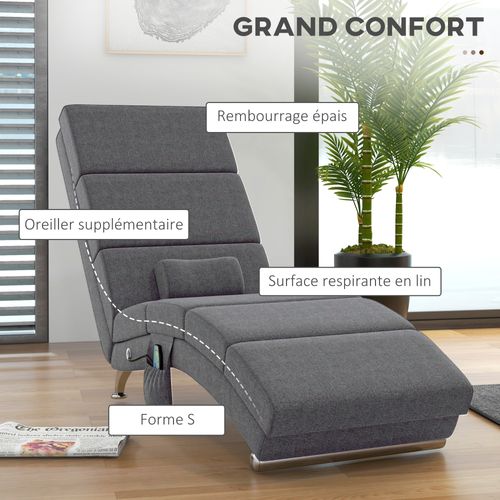 Fauteuil Relax Massant Chauffant Design Métal Chromé Tissu