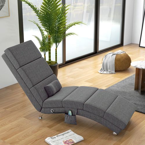 Fauteuil Relax Massant Chauffant Design Métal Chromé Tissu