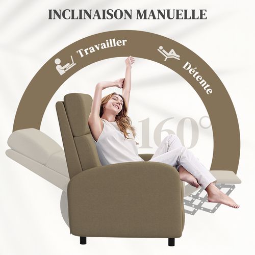 Fauteuil Relax Inclinable Max. 160° Repose-pieds Intégré Tissu