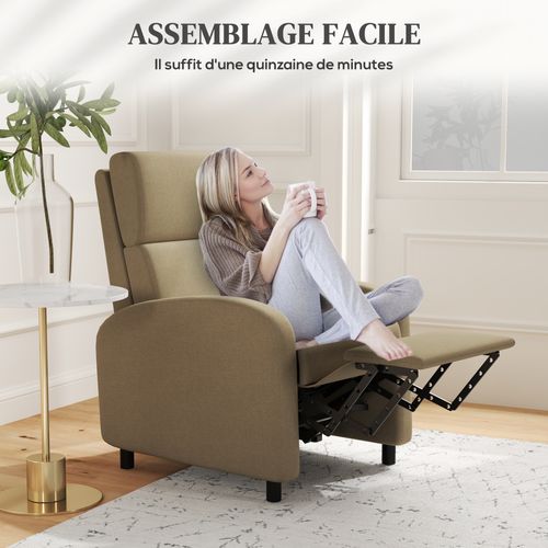 Fauteuil Relax Inclinable Max. 160° Repose-pieds Intégré Tissu