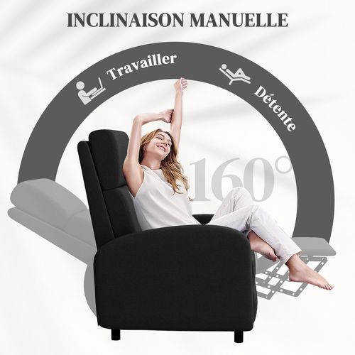 Fauteuil Relax Inclinable Max. 160° Repose-pieds Intégré Tissu