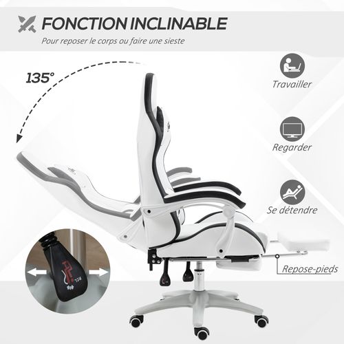Chaise De Bureau Gaming Inclinable Réglable - Coussins Inclus