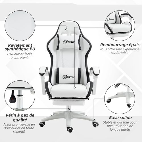Chaise De Bureau Gaming Inclinable Réglable - Coussins Inclus