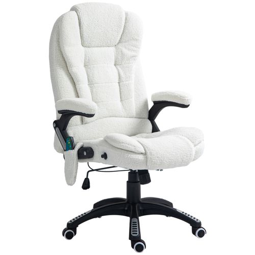 Fauteuil De Bureau Direction Massant Chauffant Effet Laine Bouclée Blanc