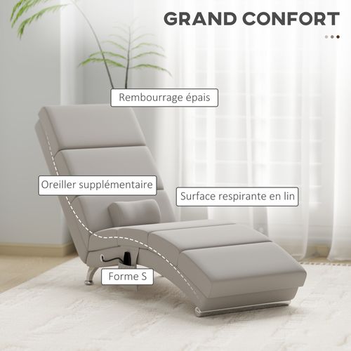 Fauteuil Relax Massant Chauffant Design Métal Chromé Tissu