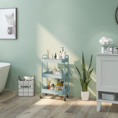 Desserte De Cuisine Style Néo-rétro - 3 Étagères - Acier