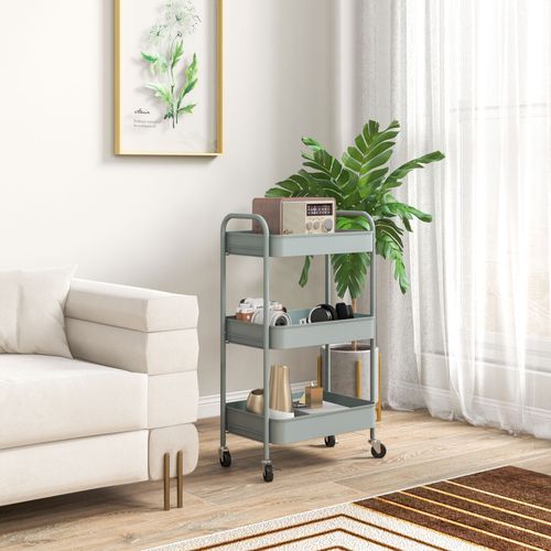 Desserte De Cuisine Style Néo-rétro - 3 Étagères - Acier