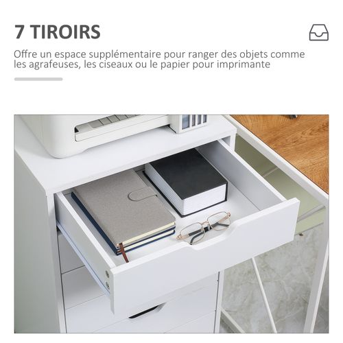Caisson Bureau 7 Tiroirs - Dim. 47,5l X 39,5l X 90h Cm