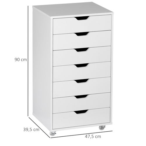 Caisson Bureau 7 Tiroirs - Dim. 47,5l X 39,5l X 90h Cm