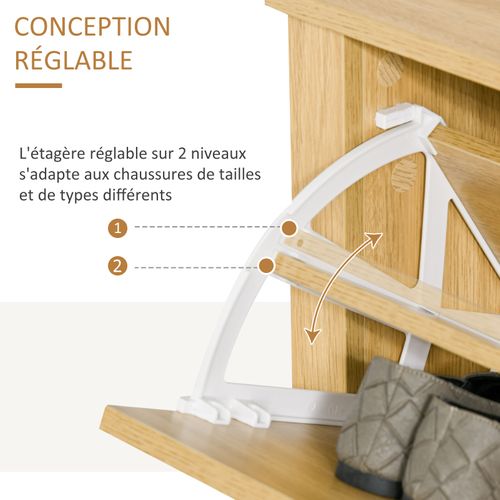 Armoire à Chaussures Portes Abattantes Compartiments