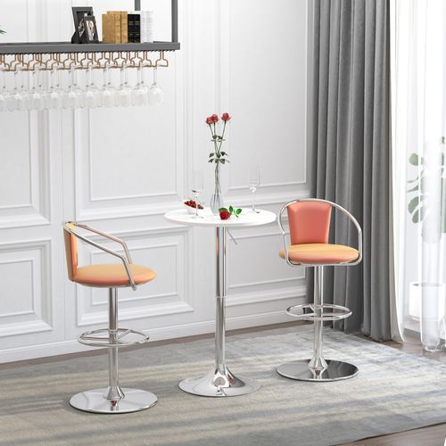 Table De Bar Ronde Mange-debout Hauteur Réglable Métal Chromé Mdf Blanc