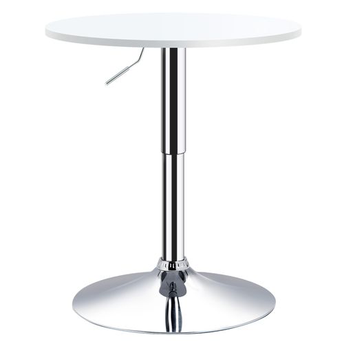 Table De Bar Ronde Mange-debout Hauteur Réglable Métal Chromé Mdf Blanc
