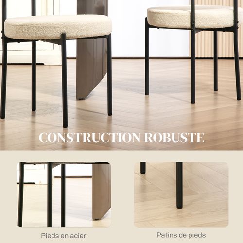 Lot De 2 Chaises De Salon Style Néo-rétro Acier Noir Effet Laine Bouclée