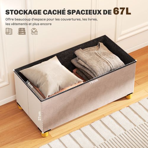 Banc Coffre Style Chesterfield Effet Capitonné Bois Velours