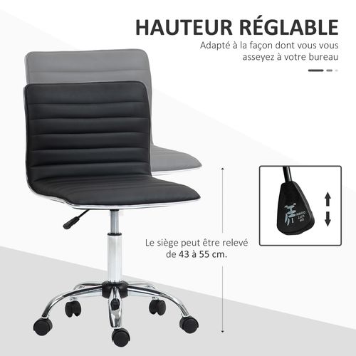 Chaise De Bureau Design Style Chesterfield Acier Chromé Noir