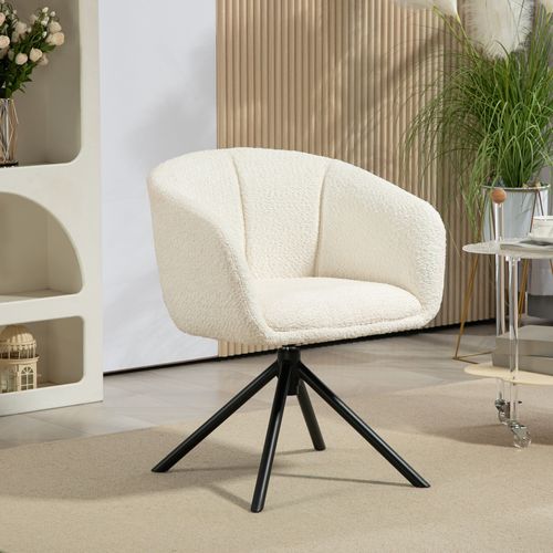 Chaise De Salle à Manger Pivotante Design Effet Laine Bouclée Crème