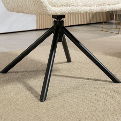 Chaise De Salle à Manger Pivotante Design Effet Laine Bouclée Crème