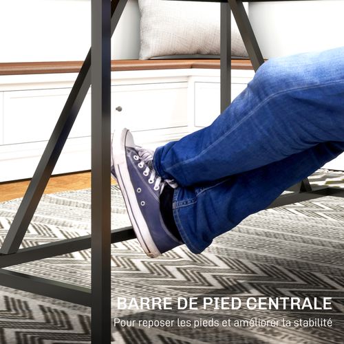 Table à Manger Rectangulaire 6 Personnes Style Industriel Acier Noir Effet Bois Pin Clair