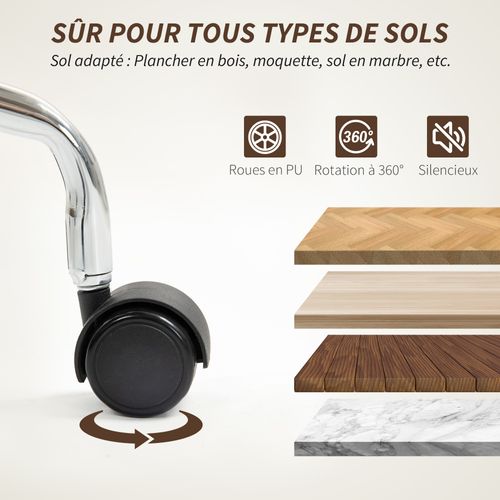 Chaise De Bureau Vintage Acier Bois Effet Capitonné Rotin