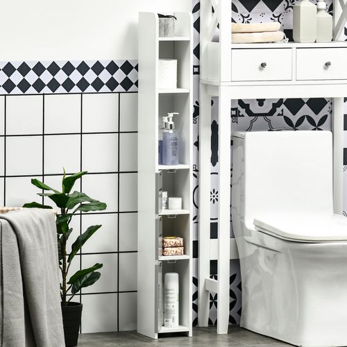 Colonne Salle De Bain H. 120 Cm - Multi-rangement - Blanc Gris