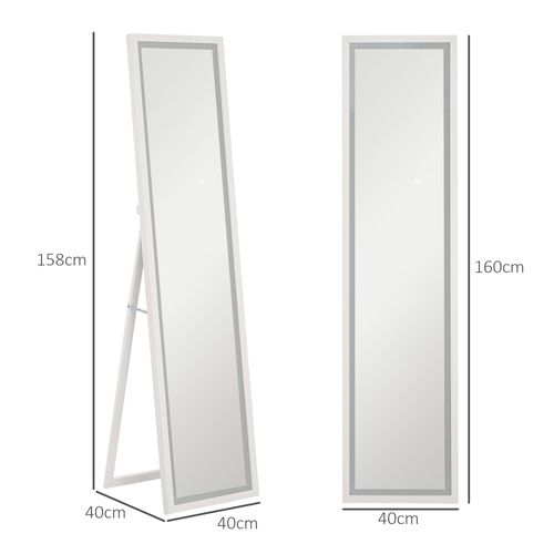 Grand Miroir LED Pleine Longueur 40 X 160 Cm Autoportant Ou à Fixer Réglable Effet Bois